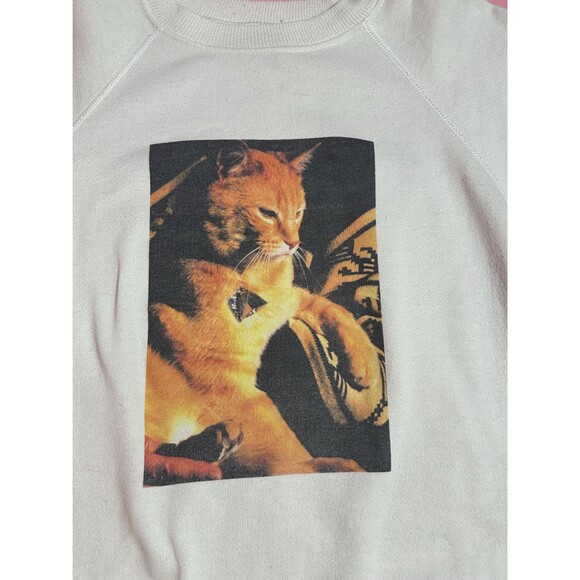 1980s-1990s HANES ACTIVEWEAR. Pullover Sweater W/Ginger Orange CAT Portrait. M-L - Picture 5 of 10